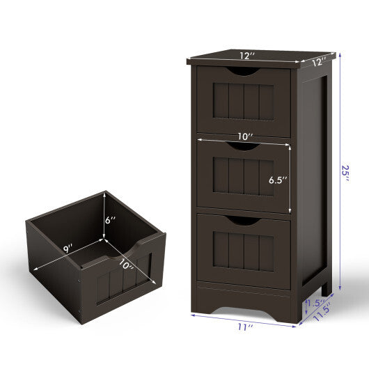 Bathroom Floor Freestanding Storage Organizer with 3 Drawers-Gray LuxuryLifeWay Online Store