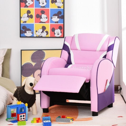 Kids Leather Recliner Chair with Side Pockets-Pink LuxuryLifeWay Online Store