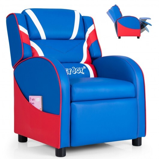 Kids Leather Recliner Chair with Side Pockets-Pink LuxuryLifeWay Online Store