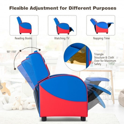 Kids Leather Recliner Chair with Side Pockets-Pink LuxuryLifeWay Online Store
