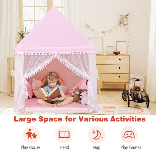 Kids Play Tent Large Playhouse Children Play Castle Fairy Tent Gift with Mat-Pink LuxuryLifeWay Online Store