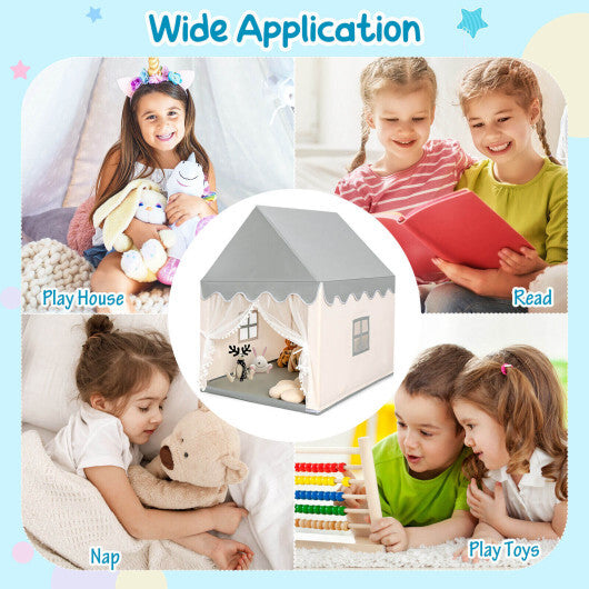 Kids Large Play Castle Fairy Tent with Mat-Beige - Color: Beige LuxuryLifeWay Online Store