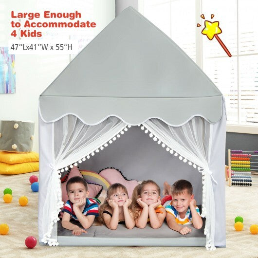 Kids Large Play Castle Fairy Tent with Mat-Gray LuxuryLifeWay Online Store