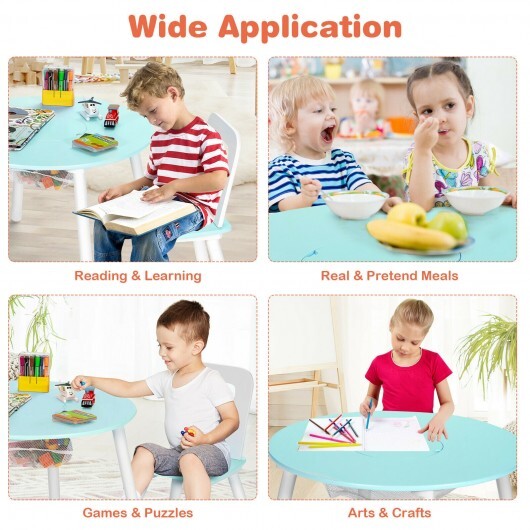 Wood Activity Kids Table and Chair Set with Center Mesh Storage-Blue - Color: Blue LuxuryLifeWay Online Store