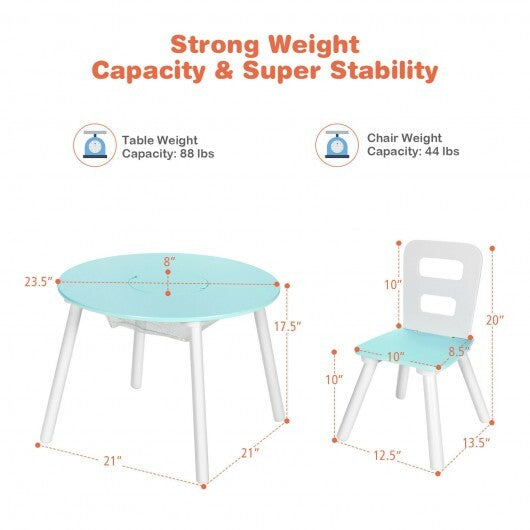 Wood Activity Kids Table and Chair Set with Center Mesh Storage-Blue - Color: Blue LuxuryLifeWay Online Store