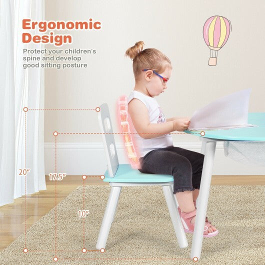Wood Activity Kids Table and Chair Set with Center Mesh Storage-Blue - Color: Blue LuxuryLifeWay Online Store