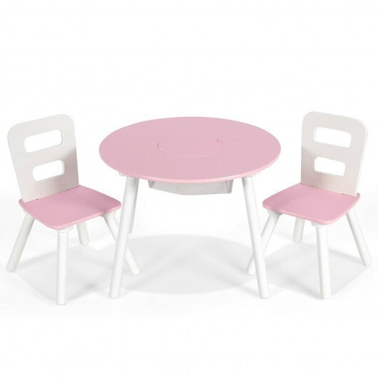 Wood Activity Kids Table and Chair Set with Center Mesh Storage for Snack Time and Homework-Pink - Color: Pink LuxuryLifeWay Online Store
