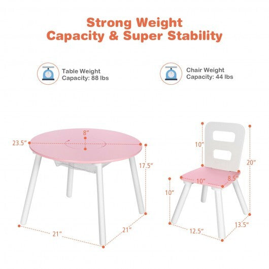 Wood Activity Kids Table and Chair Set with Center Mesh Storage for Snack Time and Homework-Pink - Color: Pink LuxuryLifeWay Online Store