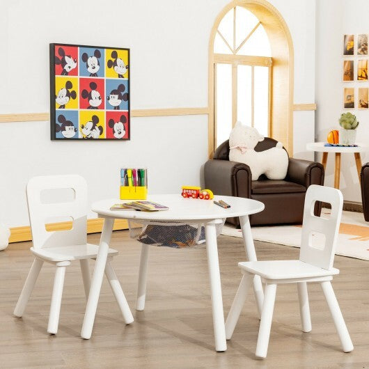 Wood Activity Kids Table and Chair Set with Center Mesh Storage for Snack Time and Homework-Pink LuxuryLifeWay Online Store
