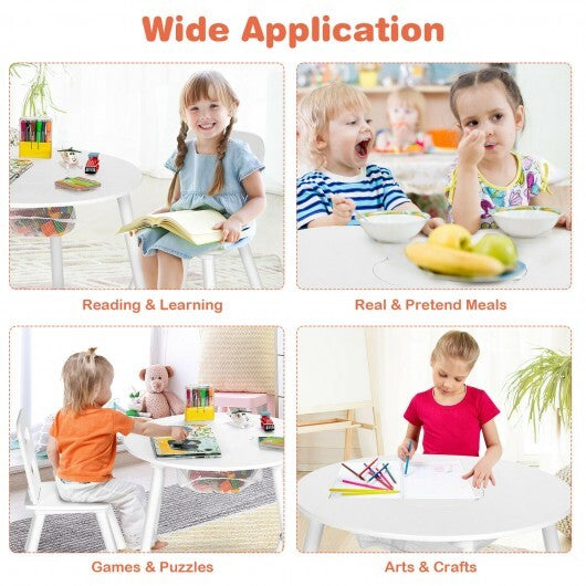 Wood Activity Kids Table and Chair Set with Center Mesh Storage for Snack Time and Homework-Pink LuxuryLifeWay Online Store
