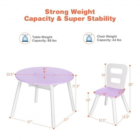 Wood Activity Kids Table and Chair Set with Center Mesh Storage for Snack Time and Homework-Pink LuxuryLifeWay Online Store
