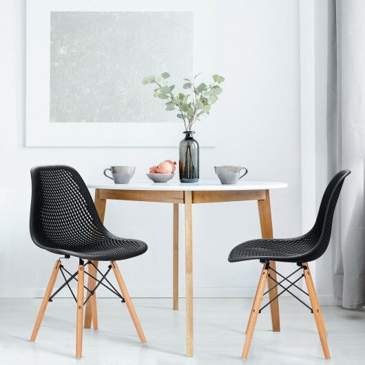 2 Pcs Modern Plastic Hollow Chair Set with Wood Leg-Green LuxuryLifeWay Online Store