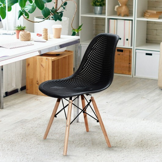 2 Pcs Modern Plastic Hollow Chair Set with Wood Leg-Green LuxuryLifeWay Online Store