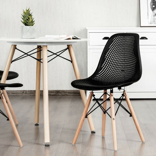 2 Pcs Modern Plastic Hollow Chair Set with Wood Leg-Green LuxuryLifeWay Online Store