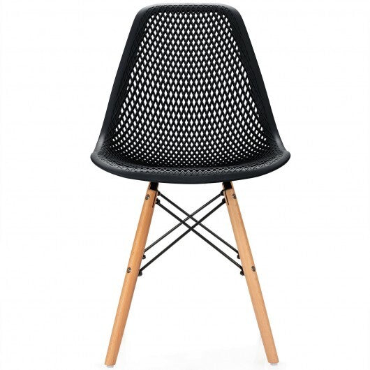 2 Pcs Modern Plastic Hollow Chair Set with Wood Leg-Green LuxuryLifeWay Online Store