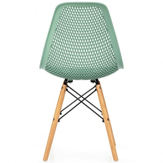 2 Pcs Modern Plastic Hollow Chair Set with Wood Leg-Green LuxuryLifeWay Online Store