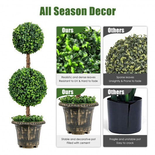 36 Inch Artificial Double Ball Tree Indoor and Outdoor UV Protection LuxuryLifeWay Online Store