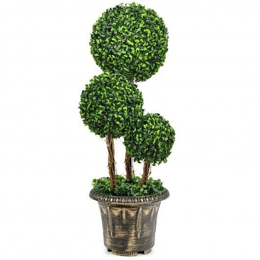 30 Inch Artificial Topiary Triple Ball Tree Indoor and Outdoor UV Protection LuxuryLifeWay Online Store