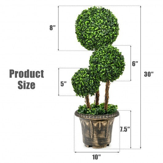 30 Inch Artificial Topiary Triple Ball Tree Indoor and Outdoor UV Protection - Color: Green LuxuryLifeWay Online Store