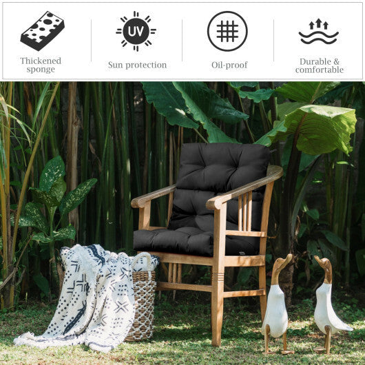 22 x 44 Inch Tufted Outdoor Patio Chair Seating Pad-Black - Color: Black LuxuryLifeWay Online Store