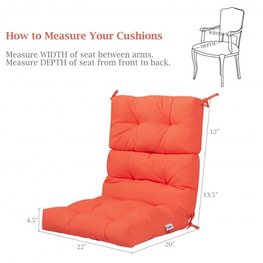 22 x 44 Inch Tufted Outdoor Patio Chair Seating Pad-Orange - Color: Orange LuxuryLifeWay Online Store