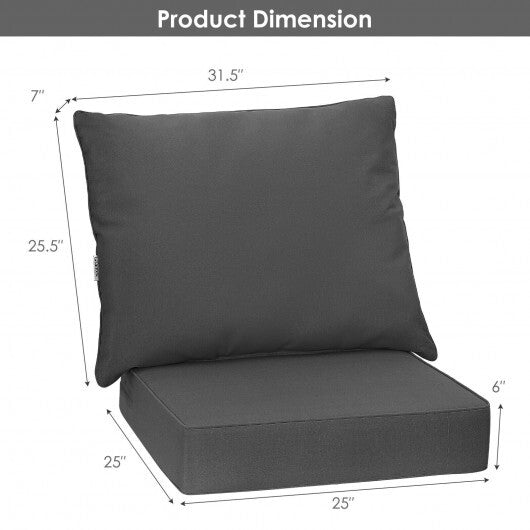 Deep Seat Chair Cushion Pads Set with Rope Belts for Indoor and Outdoor-Gray - Color: Gray LuxuryLifeWay Online Store
