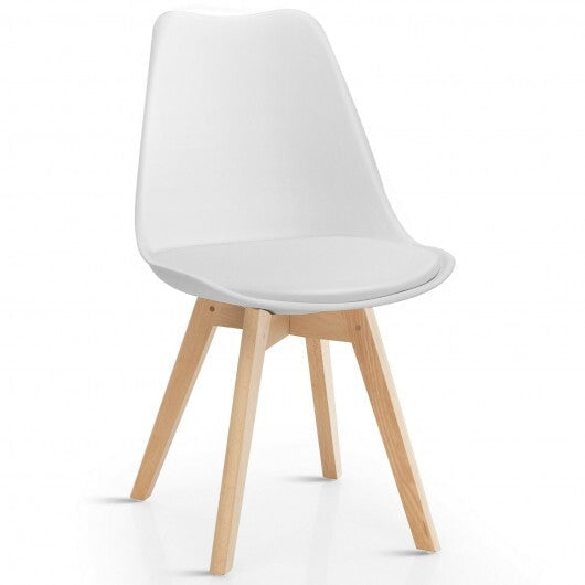 Set of 4 Dining Chairs Mid-Century Modern Shell PU Seat with Wooden Legs-Black LuxuryLifeWay Online Store