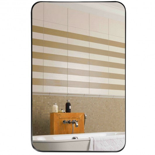 32 Inch x 20 Inch Metal Frame Wall-Mounted Rectangle Mirror-Golden LuxuryLifeWay Online Store