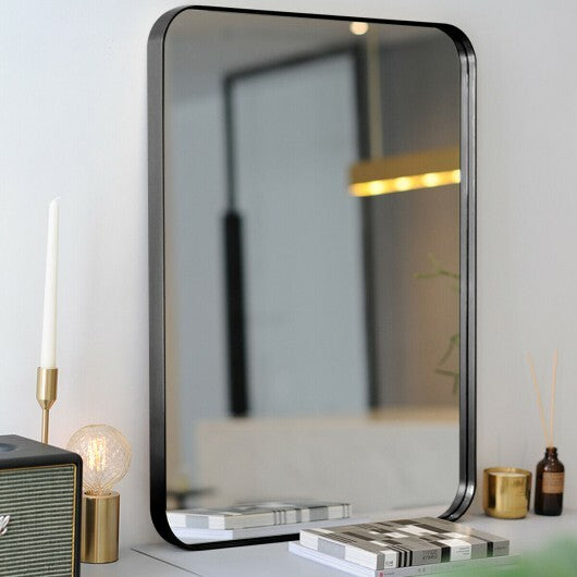 32 Inch x 20 Inch Metal Frame Wall-Mounted Rectangle Mirror-Golden LuxuryLifeWay Online Store
