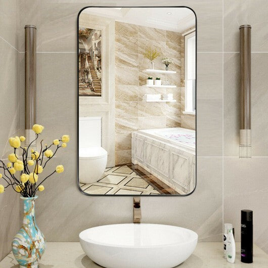 32 Inch x 20 Inch Metal Frame Wall-Mounted Rectangle Mirror-Golden LuxuryLifeWay Online Store
