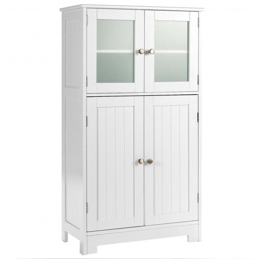 Bathroom Floor Storage Locker Kitchen Cabinet with Doors and Adjustable Shelf-White LuxuryLifeWay Online Store