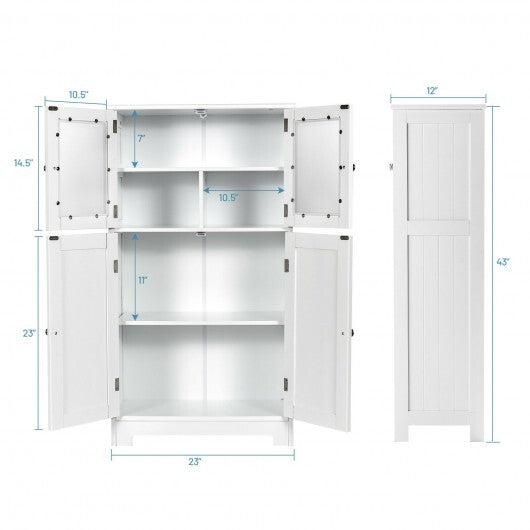 Bathroom Floor Storage Locker Kitchen Cabinet with Doors and Adjustable Shelf-White LuxuryLifeWay Online Store