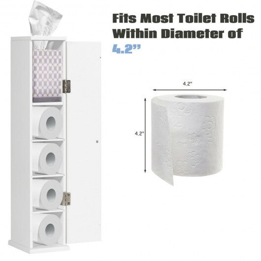 Free Standing Toilet Paper Holder with 4 Shelves and Top Slot for Bathroom-White LuxuryLifeWay Online Store