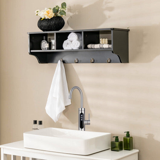 Wall Mount Cubby Organizer Hooks Entryway Storage Shelf-Black LuxuryLifeWay Online Store