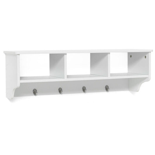 Wall Mount Cubby Organizer Hooks Entryway Storage Shelf-Black LuxuryLifeWay Online Store