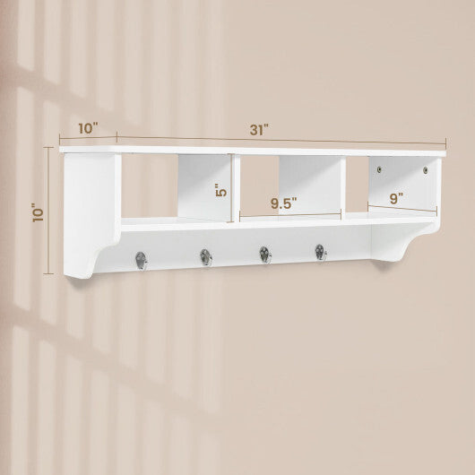 Wall Mount Cubby Organizer Hooks Entryway Storage Shelf-Black LuxuryLifeWay Online Store