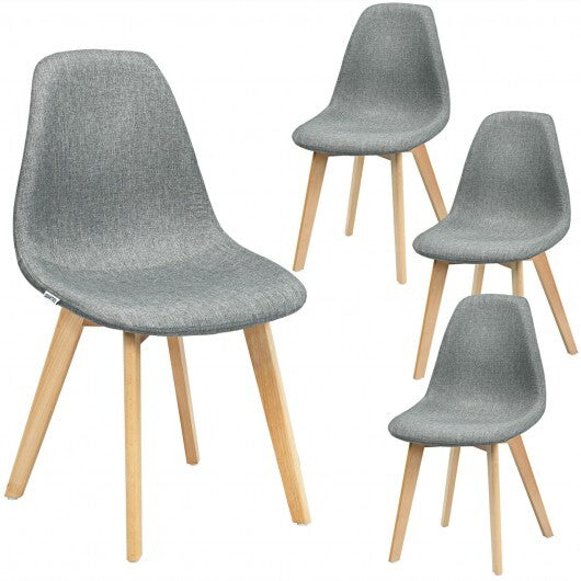4 Pieces Modern Dining Chair Set with Wood Legs and Fabric Cushion Seat LuxuryLifeWay Online Store