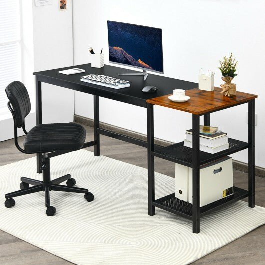 59 Inch Home Office Computer Desk with Removable Storage Shelves-Black - Color: Black LuxuryLifeWay Online Store