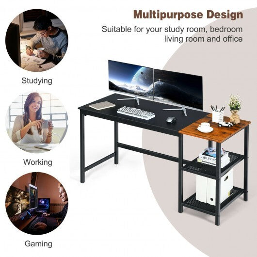 59 Inch Home Office Computer Desk with Removable Storage Shelves-Black - Color: Black LuxuryLifeWay Online Store