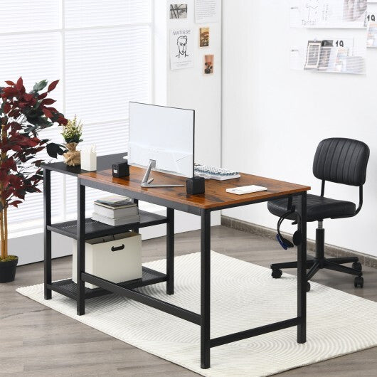 59 Inch Home Office Computer Desk with Removable Storage Shelves-Black