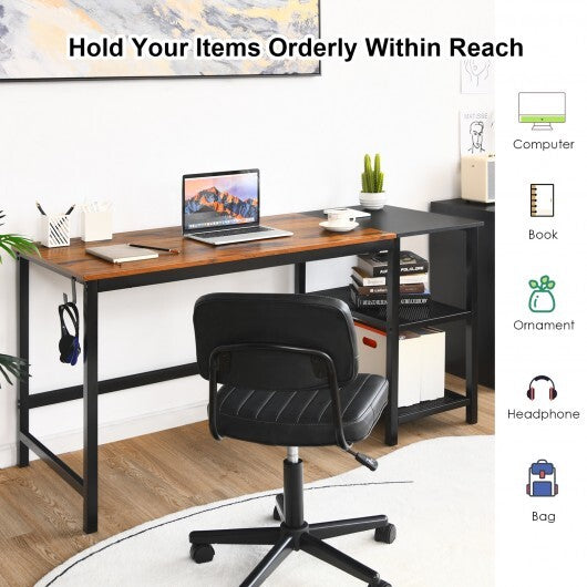59 Inch Home Office Computer Desk with Removable Storage Shelves-Black