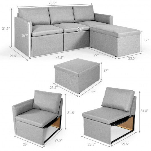 Convertible L-Shaped Sectional Sofa Couch with Reversible Chaise-Green LuxuryLifeWay Online Store