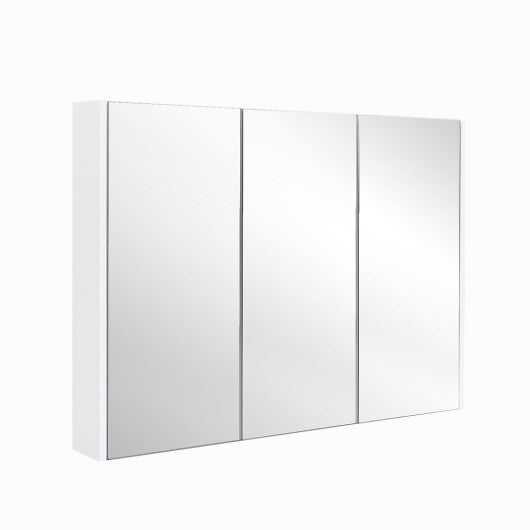 Frameless Bathroom Wall Mounted Mirror Cabinet with 3 Doors and Adjustable Shelves LuxuryLifeWay Online Store