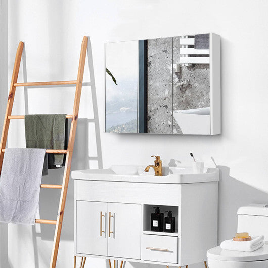 Frameless Bathroom Wall Mounted Mirror Cabinet with 3 Doors and Adjustable Shelves LuxuryLifeWay Online Store