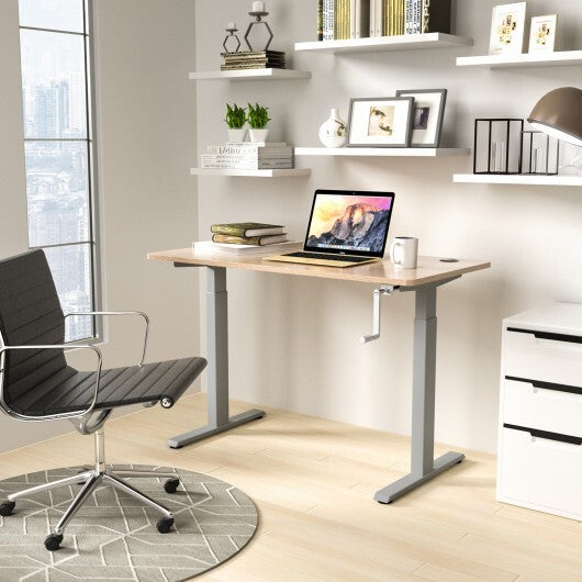Hand Crank Sit to Stand Desk Frame Height Adjustable Standing Base-Gray - Color: Gray LuxuryLifeWay Online Store