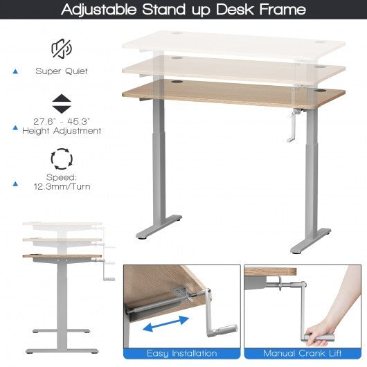 Hand Crank Sit to Stand Desk Frame Height Adjustable Standing Base-Gray - Color: Gray LuxuryLifeWay Online Store