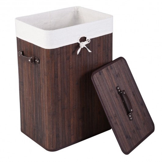 Rectangle Bamboo Hamper Laundry Basket Washing Cloth Bin Storage Bag Lid 3 color-Brown - Color: Brown LuxuryLifeWay Online Store