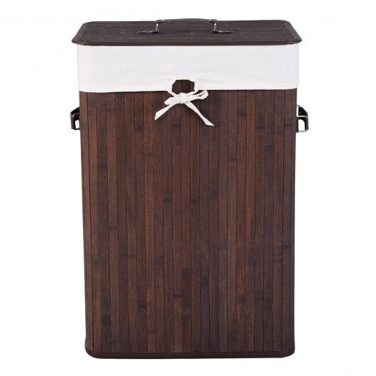 Rectangle Bamboo Hamper Laundry Basket Washing Cloth Bin Storage Bag Lid 3 color-Brown - Color: Brown LuxuryLifeWay Online Store