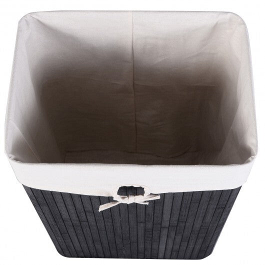 Rectangle Bamboo Hamper Laundry Basket Washing Cloth Bin Storage Bag Lid 3 color-Black LuxuryLifeWay Online Store