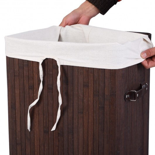Rectangle Bamboo Hamper Laundry Basket Washing Cloth Bin Storage Bag Lid 3 color-Black LuxuryLifeWay Online Store